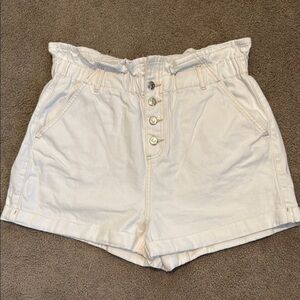 Topshop White High Waist Shorts with Paper Bag Waist